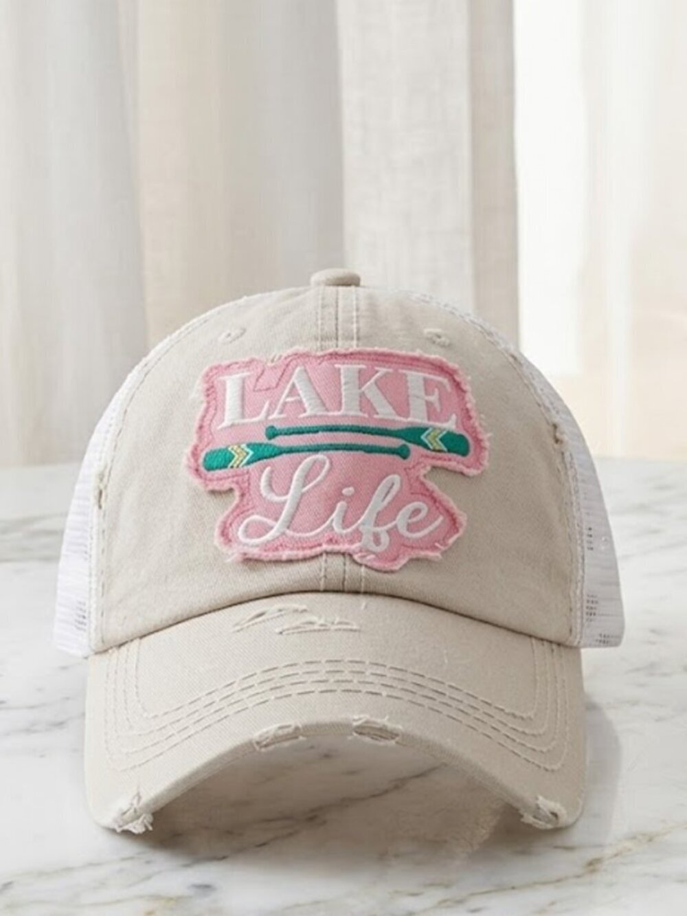 Cream Ladies Lake Life Trucker Cap
